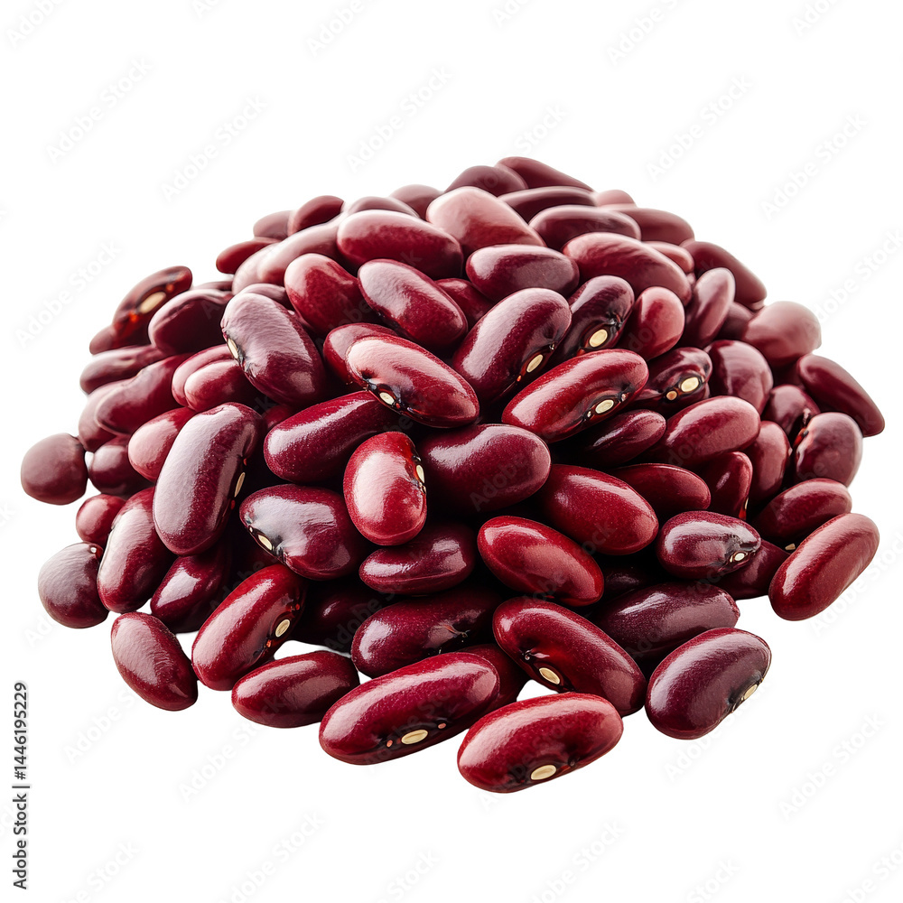 Heap of fresh red kidney beans isolated on a bright transparent background showcasing their vibrant color and shape, Heap of red kidney beans isolated on transparent background Heap of fresh red kidney beans isolated on a bright transparent background showcasing their vibrant color and shape, Heap of red kidney beans isolated on transparent background