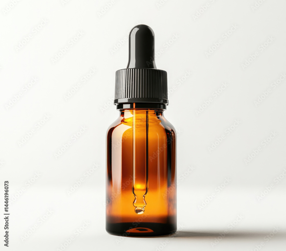 Amber glass dropper bottle isolated Amber glass dropper bottle isolated