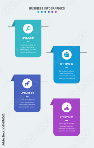 Vertical progress bar featuring 4 arrow-shaped elements, symbolizing the four stages of business strategy and progression. Clean timeline infographic design template. Vector for mobile presentation.