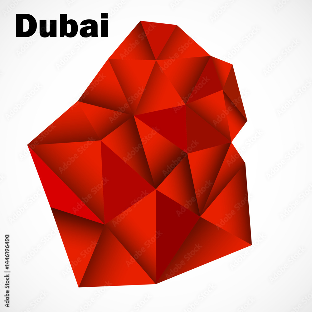 Dubai map in geometric polygonal style on white background Dubai map in geometric polygonal style on white background