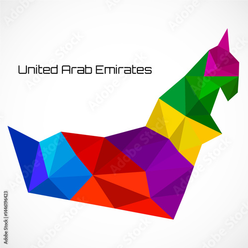 United Arab Emirates map in geometric polygonal style on white background