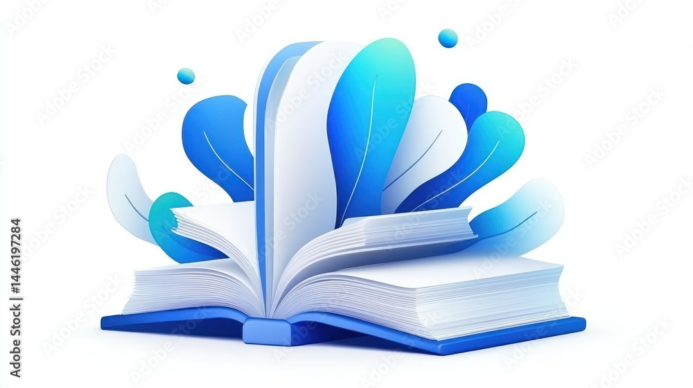Open Book With Blue Abstract Floral Design Open Book With Blue Abstract Floral Design
