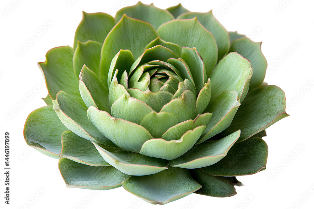 Obraz premium Closeup of a Succulent Plant with Green Leaves on a Black Background