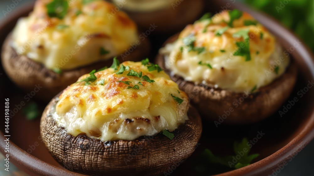 Stuffed mushrooms culinary presentation Stuffed mushrooms culinary presentation