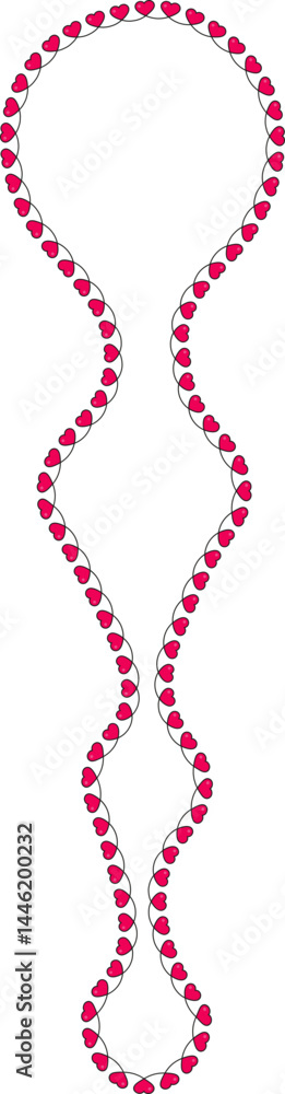 Naklejka premium Freeform drifting shape with a heart-patterned border, creating a fluid decorative element.