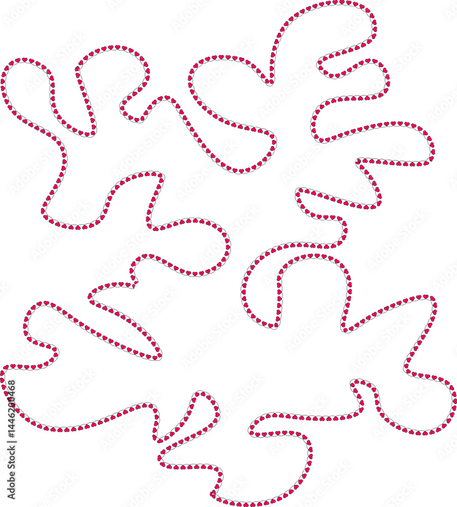 Abstract irregular shape with protrusions and a border formed by linked hearts. Abstract irregular shape with protrusions and a border formed by linked hearts.