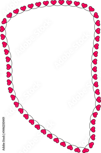 Fluid, flowing shape with a heart-patterned border forming an organic decorative contour.