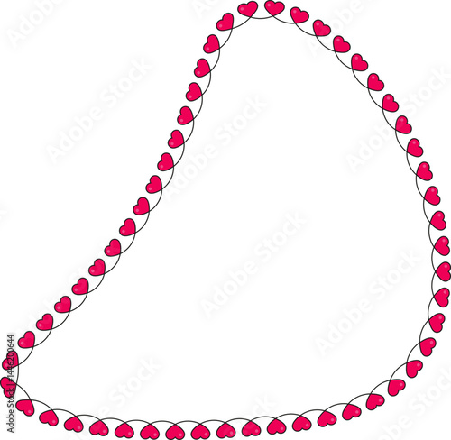 Smooth blob-like shape with a border of linked hearts forming a flowing outline.