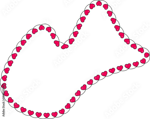Freeform irregular shape with a continuous heart-patterned contour.