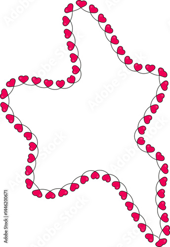 Wavy freeform shape with a smoothly flowing border of linked hearts.