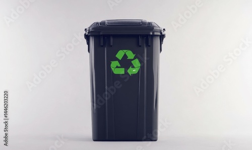 Obraz na płótnie A city garbage bin with green recycling logo isolated on white background w salonie