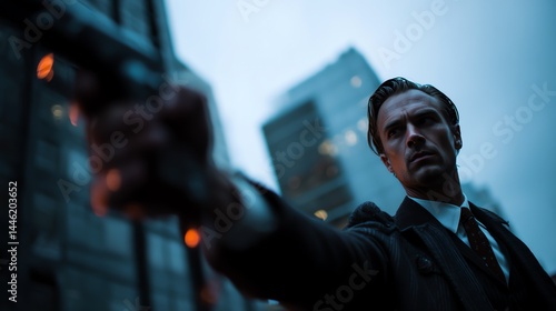 Mann im Anzug mit Waffe, Action, Movie