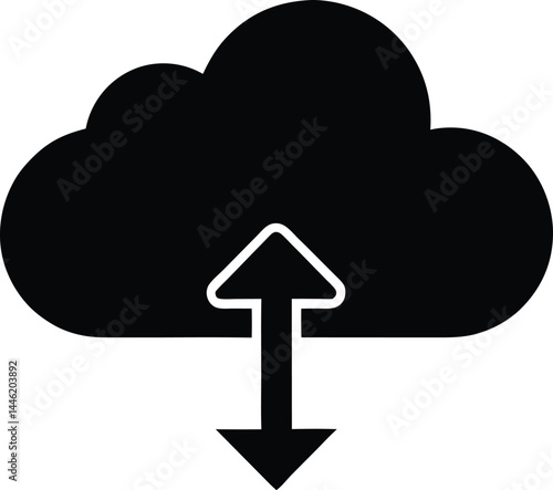 vector cloud upload download icon on white backgroud.eps