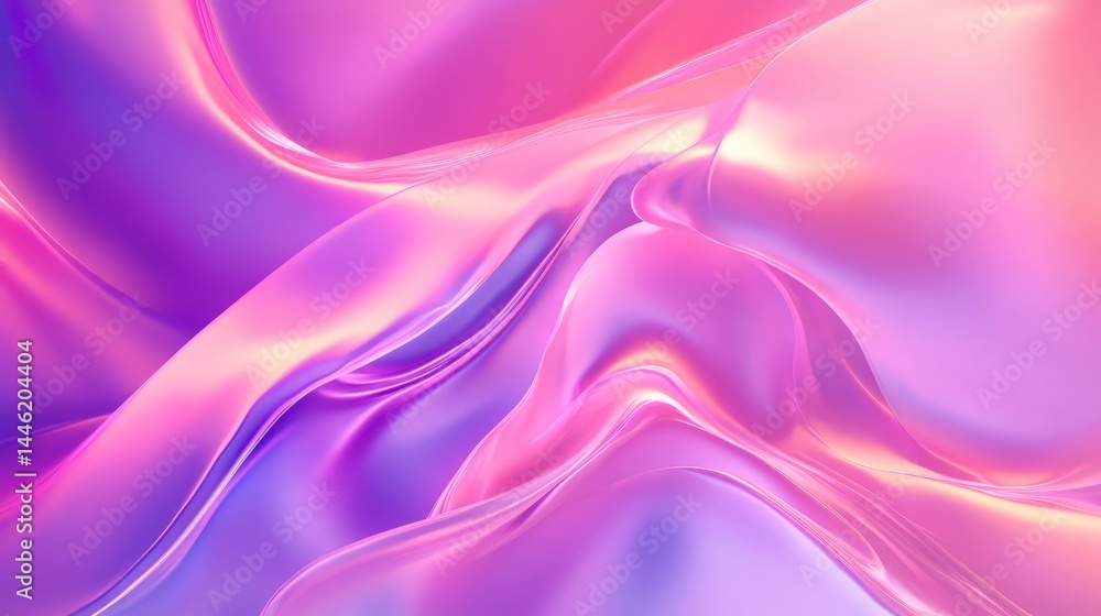 Fototapeta premium A vibrant abstract representation of flowing silk fabric in shades of pink and purple, creating a dynamic visual experience, perfect for backgrounds or artistic projects