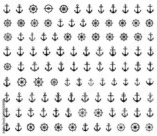 Set of collection nautical anchor Isolated vector illustration editable