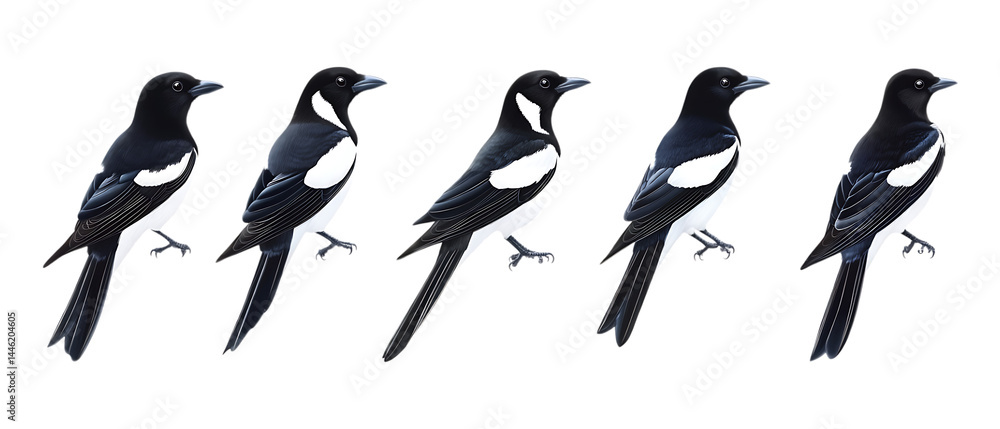 Pack of Magpies Against Transparent Background for Wildlife Design, Birdwatching Branding, or Nature Projects Pack of Magpies Against Transparent Background for Wildlife Design, Birdwatching Branding, or Nature Projects