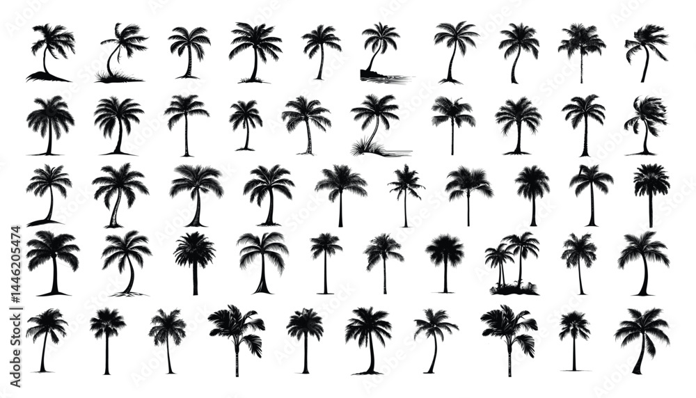 Set of collection tropical palm tree Isolated vector illustration editable Set of collection tropical palm tree Isolated vector illustration editable