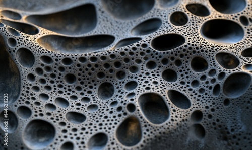 Obraz na płótnie Textured surface with circular holes, creating intricate pattern w salonie