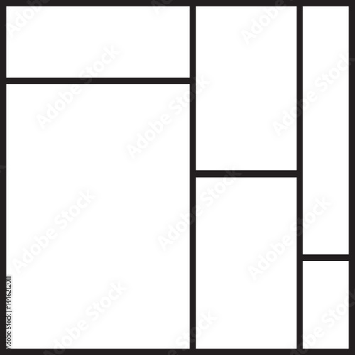 Grid with three uneven vertical columns each segmented into two horizontal rows.