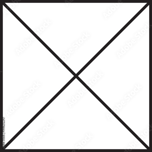 Square grid featuring two diagonal lines intersecting to form an 'X', dividing the area into four triangular sections.