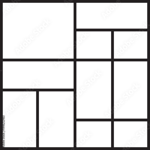 Square grid layout segmented into four columns and five evenly distributed rows.