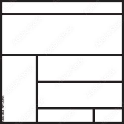 Square layout with five horizontal rows stacked vertically in equal alignment.