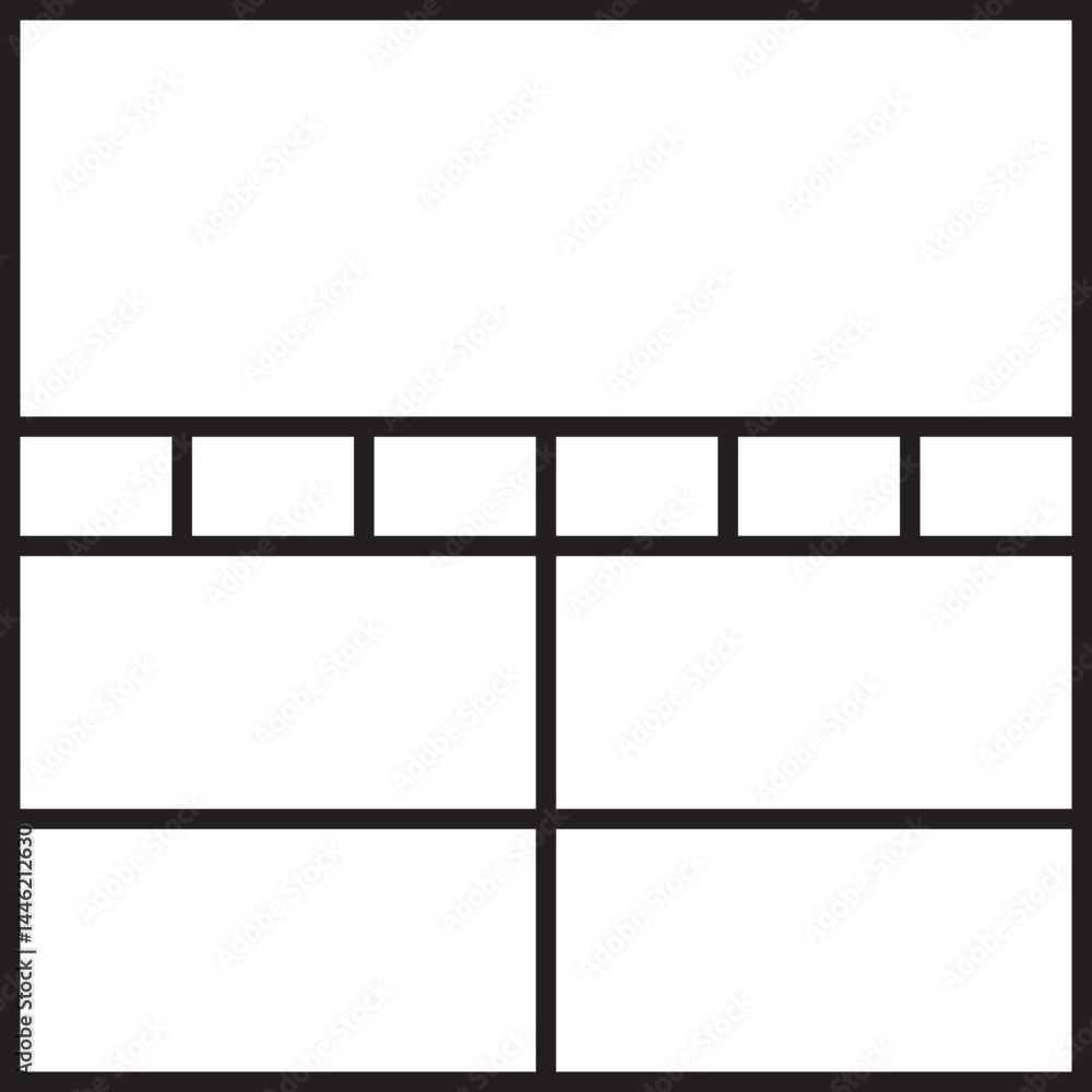 Square layout divided evenly into four smaller square areas arranged in a grid. Square layout divided evenly into four smaller square areas arranged in a grid.