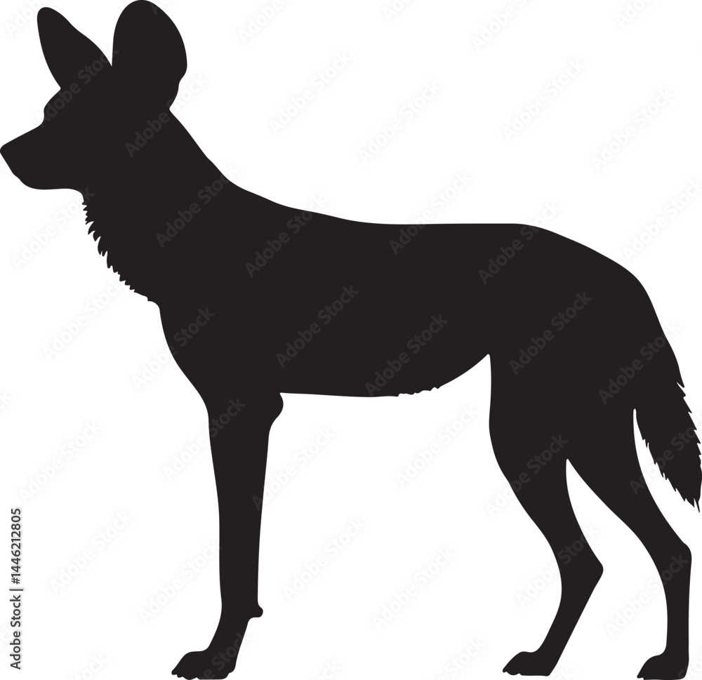 Obraz premium Cape Hunting Dog Silhouette Vector Illustration
