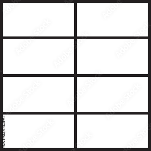 two columns four rows square grid layout main feed instagram margin border 1080x1080 