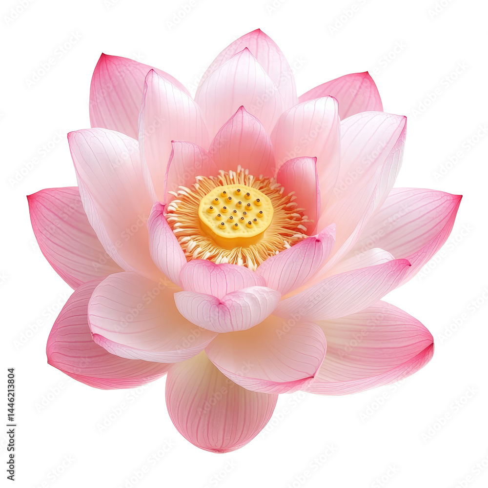 Delicate lotus flower with soft pink petals blooming against a clean transparent background showcasing natural beauty, Lotus flower isolated on transparent background Delicate lotus flower with soft pink petals blooming against a clean transparent background showcasing natural beauty, Lotus flower isolated on transparent background