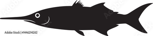 Needlefish Silhouette Vector Illustration