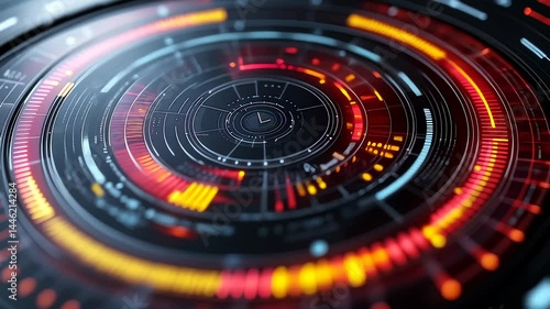 Wallpaper Mural Futuristic technological interface design with circular pattern and dynamic color palette for digital control and data visualization Torontodigital.ca