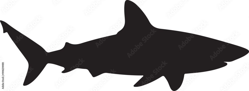 Oceanic Whitetip Shark Silhouette Vector Illustration Oceanic Whitetip Shark Silhouette Vector Illustration