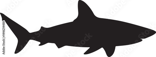Oceanic Whitetip Shark Silhouette Vector Illustration