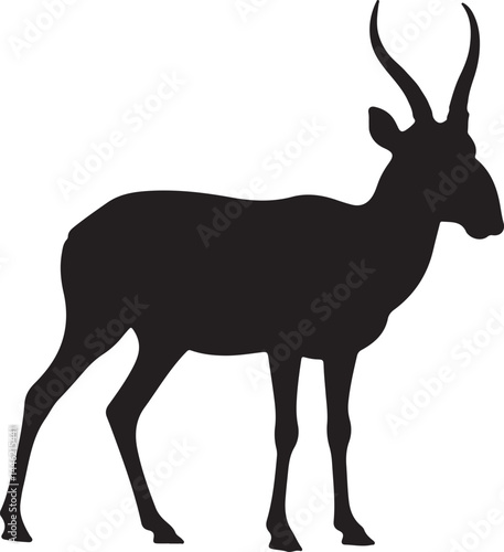 Saiga Antelope Silhouette Vector Illustration