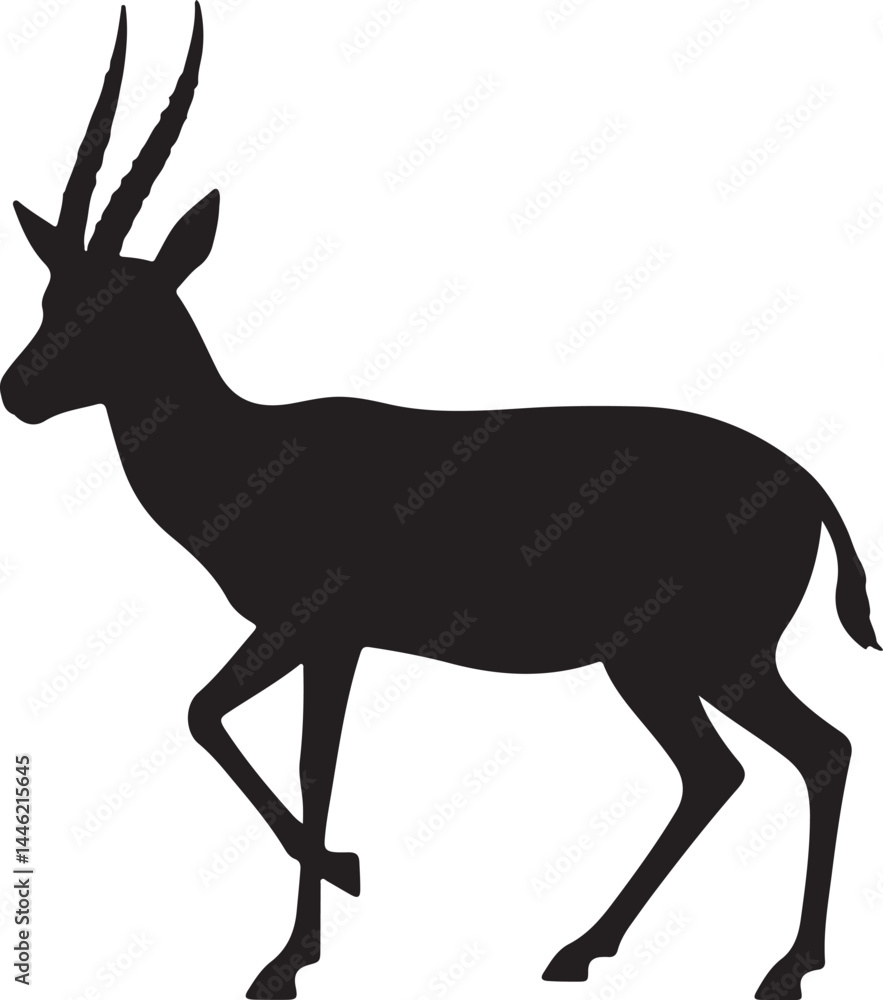 Fototapeta premium Sand Gazelle Silhouette Vector Illustration