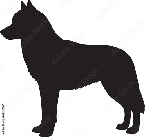 Siberian Husky Silhouette Vector on White Background