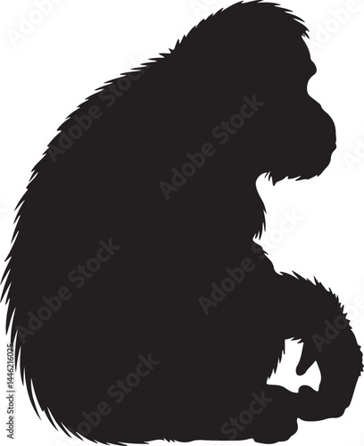 Tapanuli Orangutan Silhouette Vector on White Background