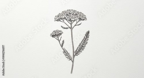 Yarrow flower line art illustration