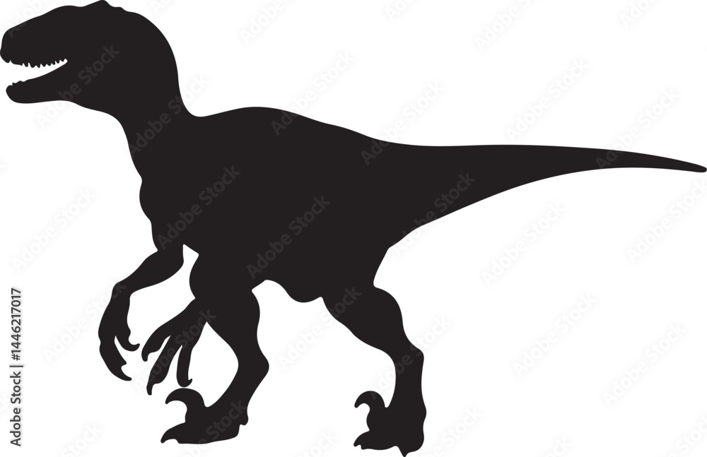 Fototapeta premium Velociraptor silhouette on white background
