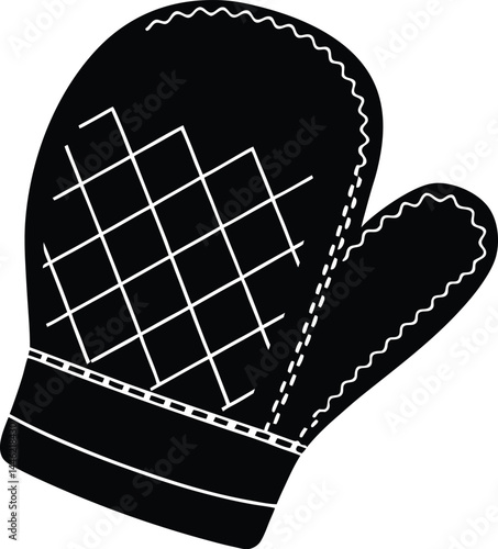 vector oven mitt with stitched pattern on white backgroud