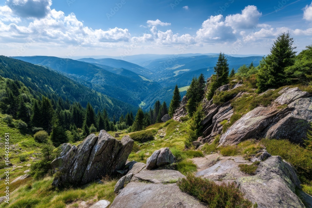 World Environment Day is symbolized by the image of green mountains and beautiful clouds in a blue sky World Environment Day is symbolized by the image of green mountains and beautiful clouds in a blue sky