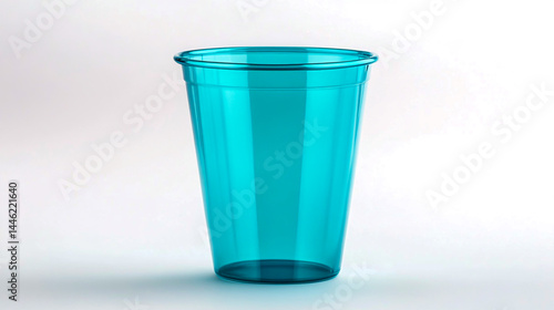 Wallpaper Mural Plastic cup, turquoise in color, clear plastic with no graphics or text, solid white background, product photo for online store website, 50 oz. Torontodigital.ca