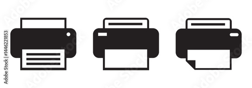 Document desktop printer icon set, digital printing vector icons for web design isolated on transparent background, Document copier outline, linear and full pictogram. Symbol, logo graphic design.