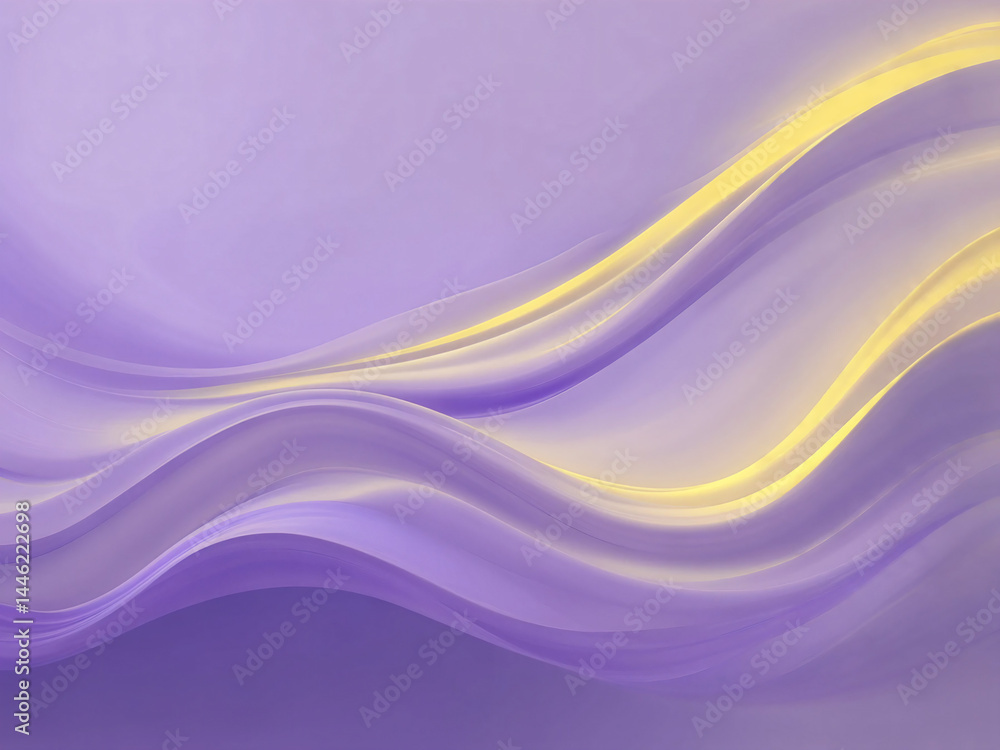 Naklejka premium Abstract wavy background in purple and yellow tones with soft flowing curves, minimal gradient design
