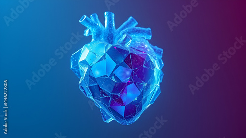 Image of a cold ice heart, created with  technology