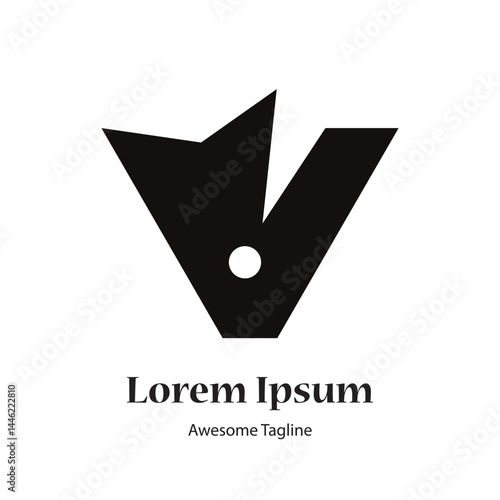 v letter black logo design icon