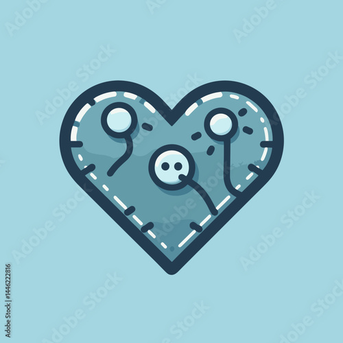 stitched heart with buttons graphic for craft blogs, diy project guides, sewing patterns, cute valentine cards, handmade theme website icons