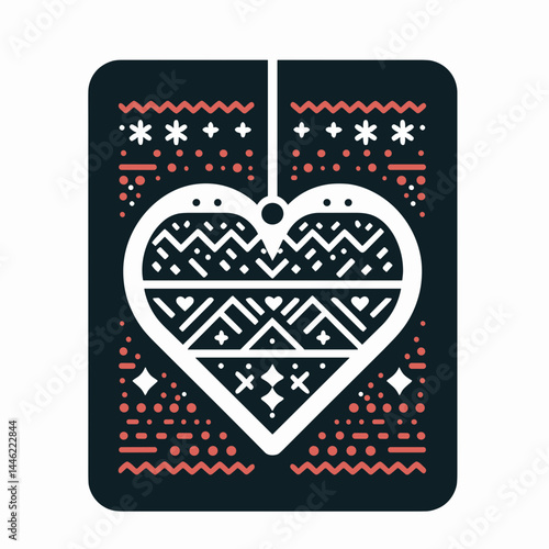 scandinavian knit heart pattern for valentine's day cards, winter holiday blogs, cozy website themes, textile prints, festive graphic design elements