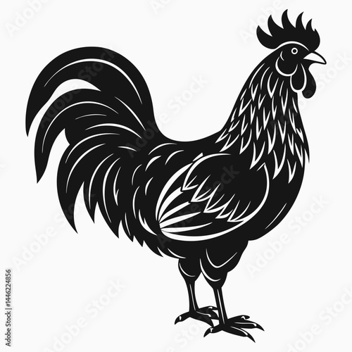 A rooster-silhouette-vector-on-white-background  